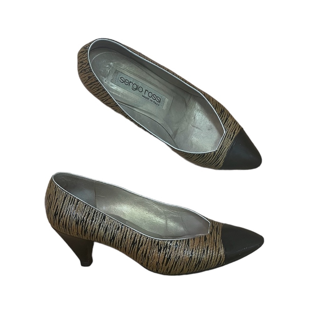 Vintage Sergio Rossi Leather Animal Print Pumps